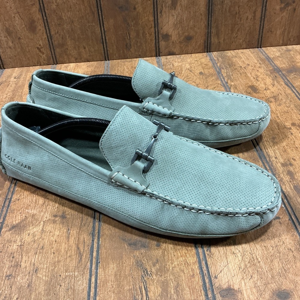 Cole Haan Wyatt Bit Tea Leaf Green NubuckDriver Shoes Penny Loafers Men's 12 M